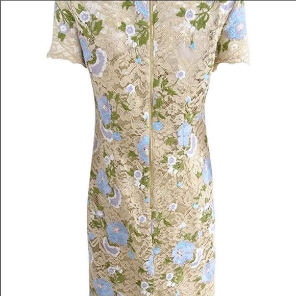 Calvin Klein Lace Dress Beige Floral Short Sleeve - Picture 4 of 8
